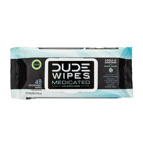 Dude Wipes, Medicated Flushable Wipes Fragrance Free, 48 Count