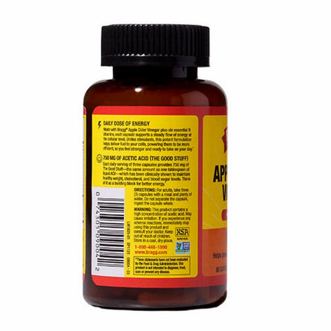 Bragg's Liquid Aminos, True Energy Apple Cider Vinegar Plus 6 B Vitamins, 90 Capsules