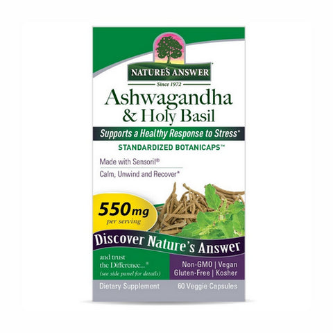 Nature's Answer, Ashwagandha And Holy Basil, 60 Veggie Capsules