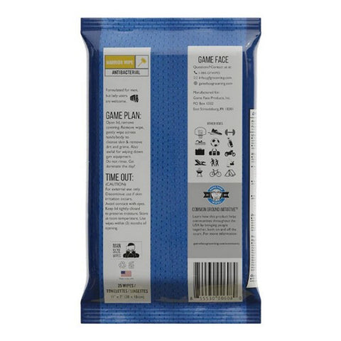 Game Face, Hydrate Mens Athletic Cleansing Facial Wipes Refresh, 25 Count