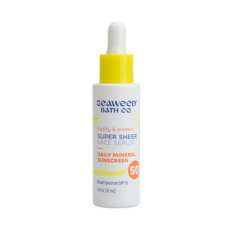 Seaweed Bath Co, Super Sheer Face Serum SPF 50 Sunscreen, 1.1 Oz