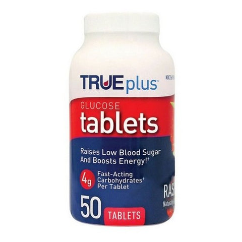 True Plus Lancet, Glucose Tablets Raspberry, 50 Tabs