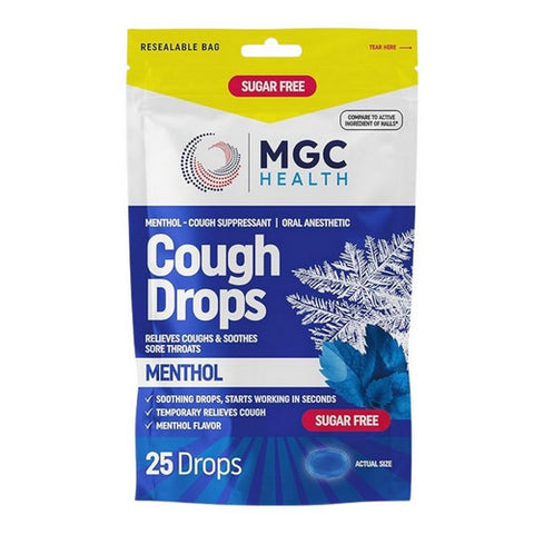Mgc Health, Cough Drops Menthol Sugar Free, 25 Drops