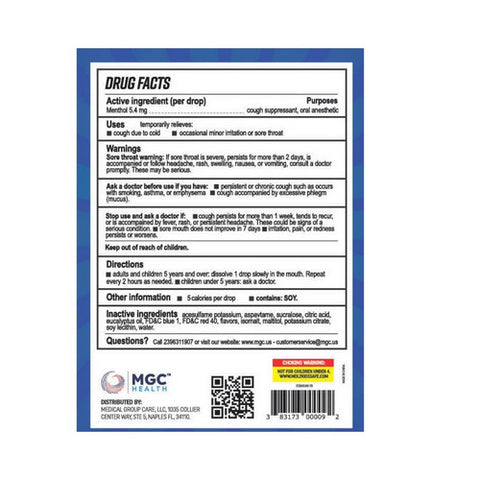 Mgc Health, Cough Drops Menthol Sugar Free, 70 Drops