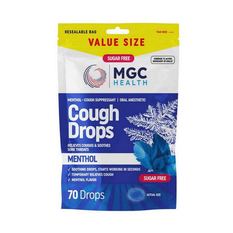 Mgc Health, Cough Drops Menthol Sugar Free, 70 Drops
