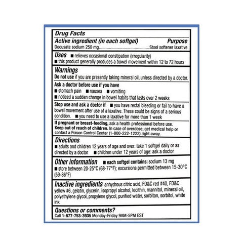 Major Pharmaceuticals, Docusate Sodium, 100 Softgels