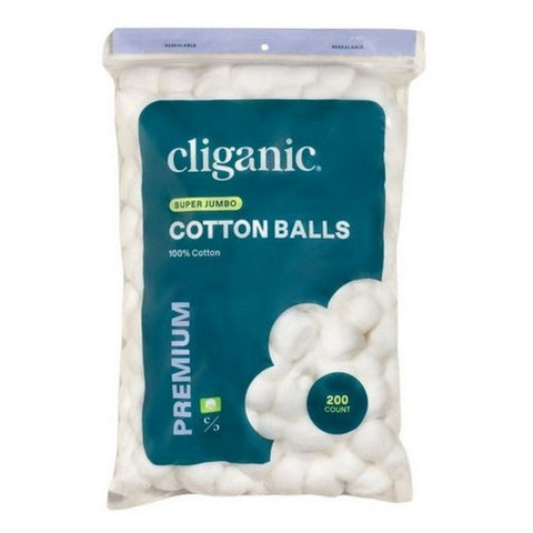 Cliganic, Cotton Balls Super Jumbo, 200 Count