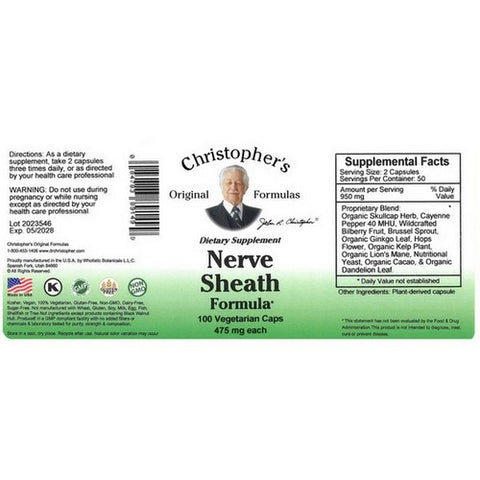 Dr. Christophers Formulas, Original Formulas Nerve Sheath Formula, 100 Caps