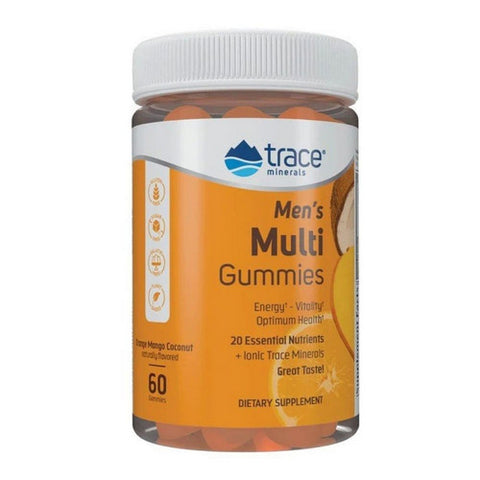 Trace Minerals, Men's Multi Gummies Orange Mango Coconut Plant Based, Sugar Free 60 Count
