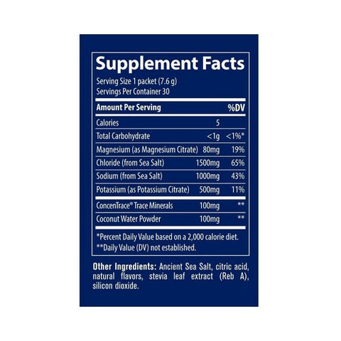 Trace Minerals, ZEROLyte Electrolyte Drink Mix Salty Orange, 30 Packets