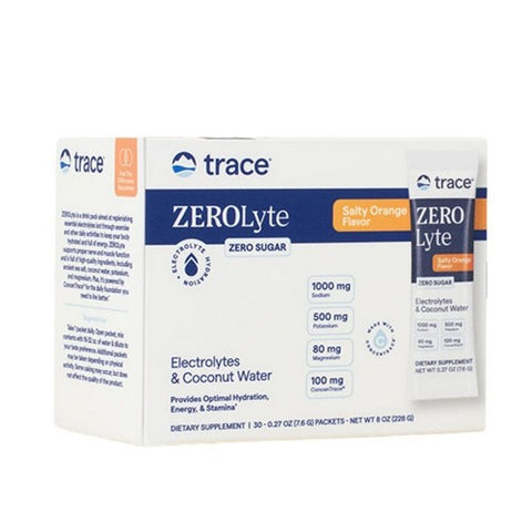 Trace Minerals, ZEROLyte Electrolyte Drink Mix Salty Orange, 30 Packets