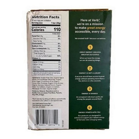 The Humble Co, Chocolate Chip Banana Bread Caffeinated Energy Bar, 16 Count