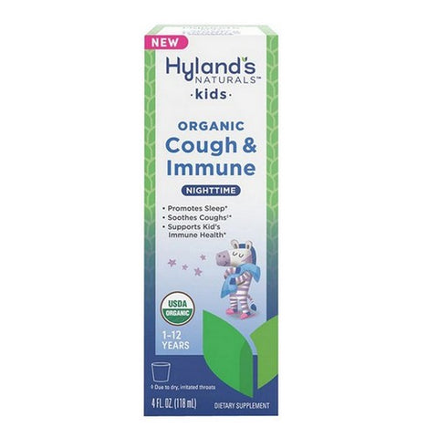 Hylands, Kids Nighttime Organic Cough Syrup And Immune Support, 4 Oz