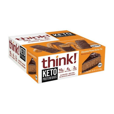 Keto Delight Chocolate Peanut Butter Pie Bar 10 Count by Think!