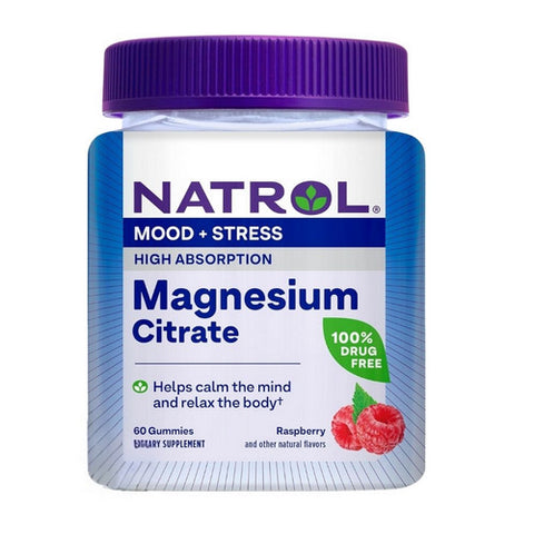 Natrol, Magnesium Citrate Dietary Supplement Raspberry Gummies, 60 Count