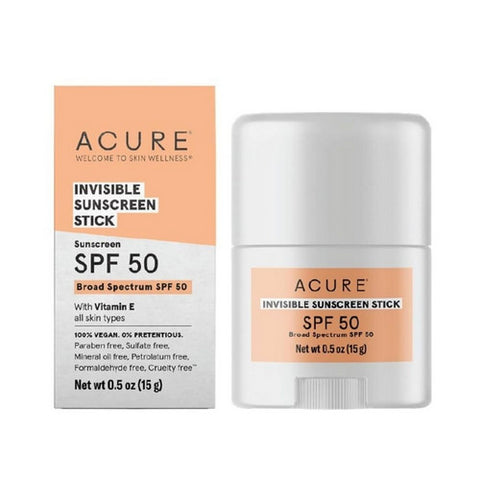 Acure, Sunscreen Invisible Stick SPF 50, 0.5 Oz
