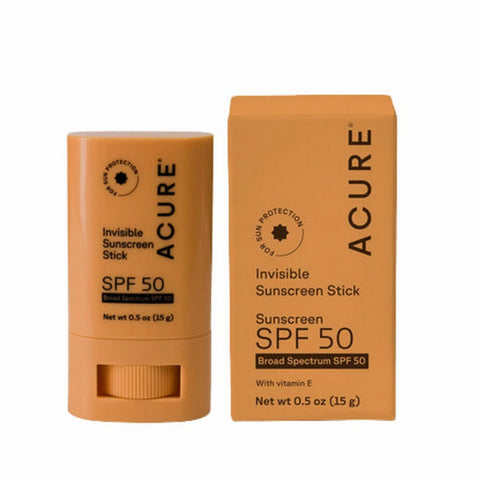 Acure, Sunscreen Invisible Stick SPF 50, 0.5 Oz