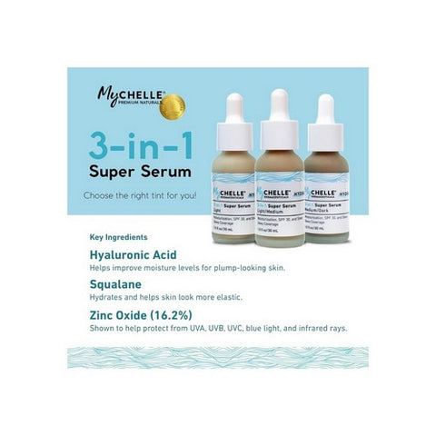 MyChelle Dermaceuticals, Hydrate 3 In 1 Super Serum SPF 30 Light Medium, 1 Oz