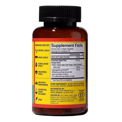 Bragg, Daily Balance Apple Cider Vinegar And Ashwagandha, 90 Capsules