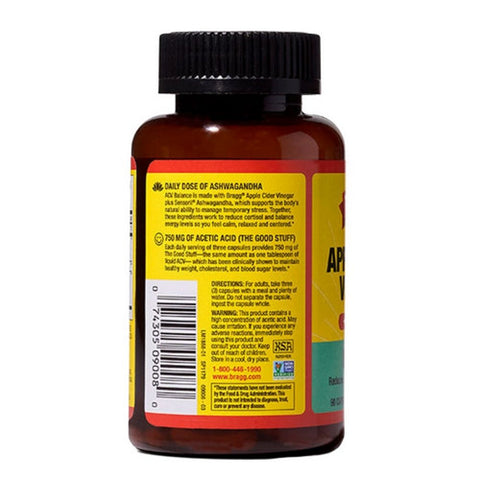Bragg, Daily Balance Apple Cider Vinegar And Ashwagandha, 90 Capsules