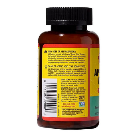 Bragg, Daily Balance Apple Cider Vinegar And Ashwagandha, 90 Capsules