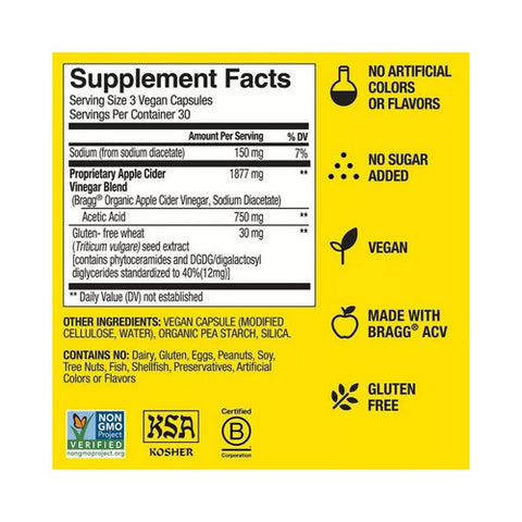 Bragg, Bragg Inner Glow Apple Cider Vinegar And Phytoceramides, 90 Capsules