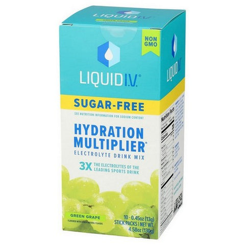 Liquid I.V, Sugar Free Hydration Multiplier Vegan Powder Electrolyte Supplements Green Grape, 4.58 Oz