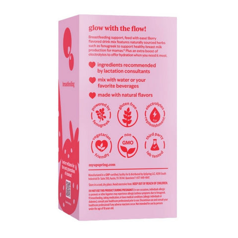 UpSpring, MilkFlow Drink Mix Breastfeeding Supplement with Electrolytes, Berry 16 Count