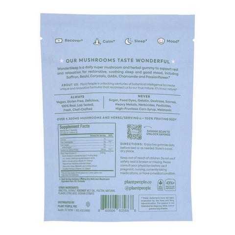 Plant People, Wondersleep Super Mushroom Gummies, 60 Count