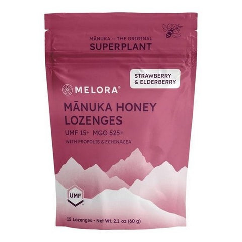 Melora, Strawberry And Elderberry Manuka Honey Lozenges, 2.1 Oz