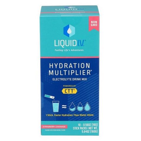 Liquid I.V, Hydration Multiplier Vegan Powder Electrolyte Supplements, Strawberry Lemonade 5.64 Oz