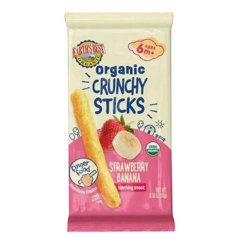 Earth's Best, Organic Crunchy Sticks 6+ Months Strawberry Banana, 0.56 Oz (Case Of 5)