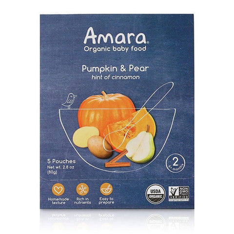 Amara, Organic Baby Food Amara Pumpkin And Pear, 0.5 Oz (case Of 5)