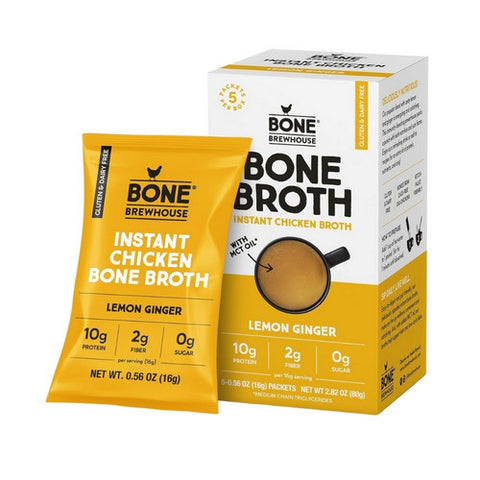 Bone Brewhouse, Bone Broth Protein Powder Lemon Ginger Chicken, 2.82 Oz (Case Of 9)