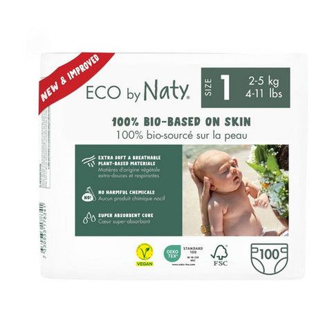 Naty-Eco By Naty, Diapers 4-11 Lbs Size 1, 25 Count (Case of 4)