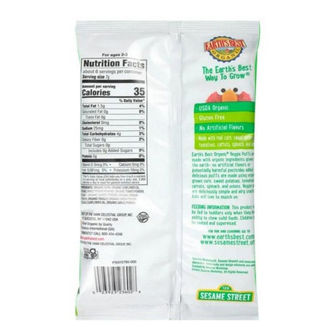 Earth's Best, Organic Veggie Puffs Sesame Street Toddler Original, 1.55 Oz (Case Of 4)