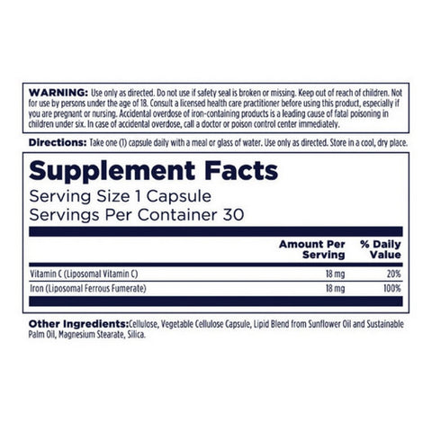 Kal, Liposomal Iron + C, 30 Count