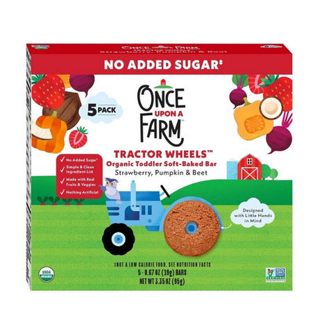 Once Upon A Farm, Soft Baked Tractor Wheels Strawberry Pumpkin And Beet, 3.35 Oz (Case of 8)