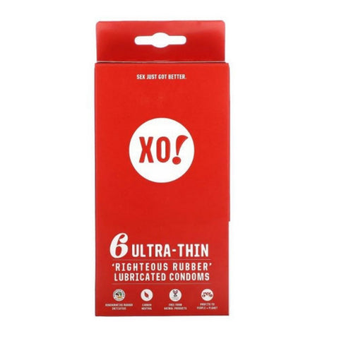 XO!, Ultra Thin Righteous Rubber Condoms, 6 Count (Case of 8)