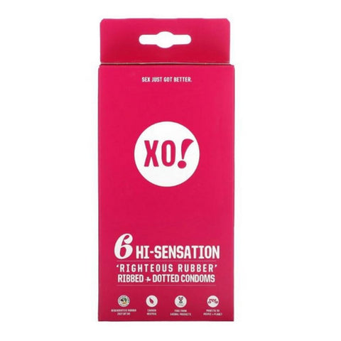XO!, Hi Sensation Righteous Rubber Condoms, 6 Count (Case of 8)
