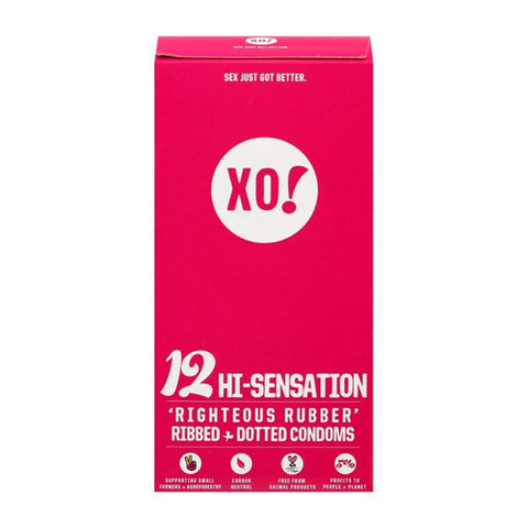 XO!, Hi Sensation Righteous Rubber Condoms, 12 Count (Case of 8)