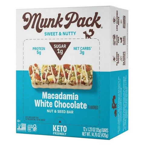 Munk Pack, Macadamia White Chocolate Keto Bar, 1.23 Oz (Case Of 12)