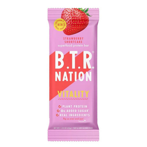 B.T.R. Bar, Superfood Protein Bar Strawberry Shortcake, 1.2 Oz (Case Of 12)