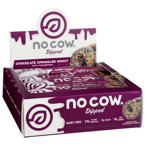 No Cow Bar, Chocolate Sprinkled Donut Protein Bar, 2.12 Oz (Case Of 12)
