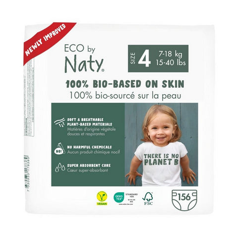 Naty-Eco By Naty, Eco Diapers Diapers Size 4 For 15-40 Lbs, 26 Count (Case Of 6)