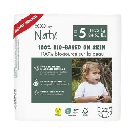Naty-Eco By Naty, Diapers Size 5 24-55 Lbs, 22 Count (Case Of 6)