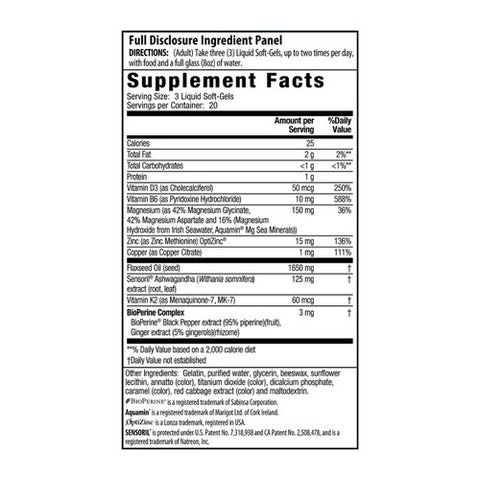 Irwin Naturals, Triple Source Magnesium Plus Ashwagandha, 60 Softgels