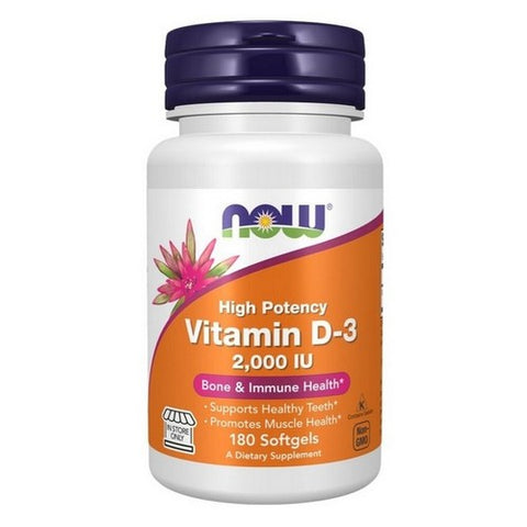 Now Foods, Vitamin D3 Bone And Immune Health, 2,000 IU, 180 Softgels