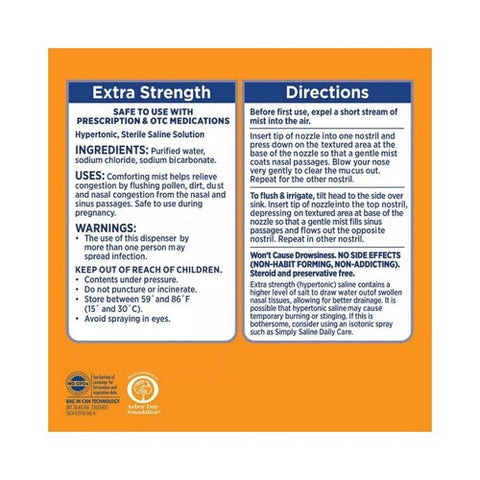 Simply Saline, Nasal Mist Extra Strength, 4.6 Oz