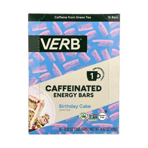 Verb Energy, Verb Energy Birthday Cake Caffeinated Energy Bar, 16 Count